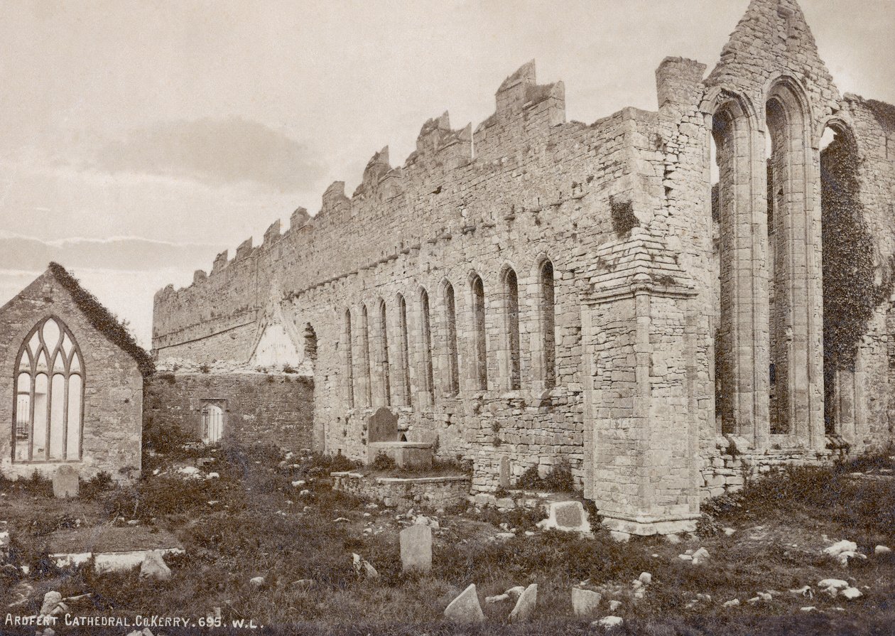 Ardfert大教堂，由罗伯特·法兰西为威廉·劳伦斯摄影工作室拍摄，1880年代（棕褐色照片） 作者 罗伯特·法国