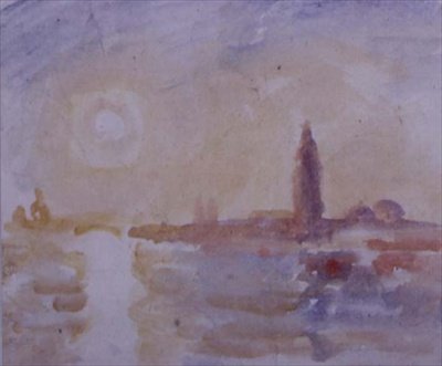 日落，威尼斯，c.1900-30（wc在纸上） 作者 罗伯特·格雷厄姆·德莱顿·亚历山大