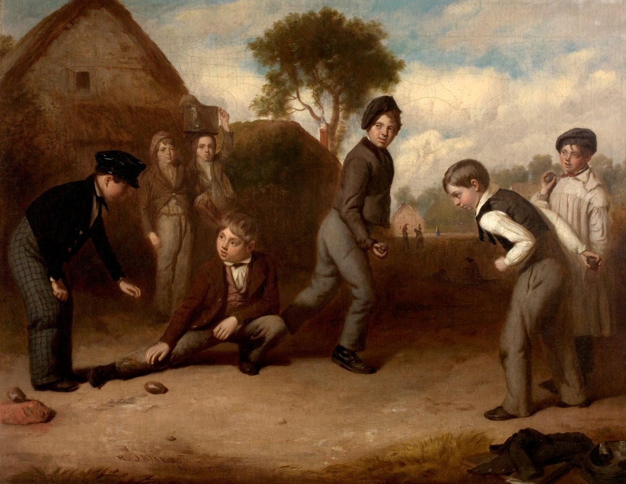 演奏Duckstone的男孩，c.1845 作者 罗伯特·詹姆斯