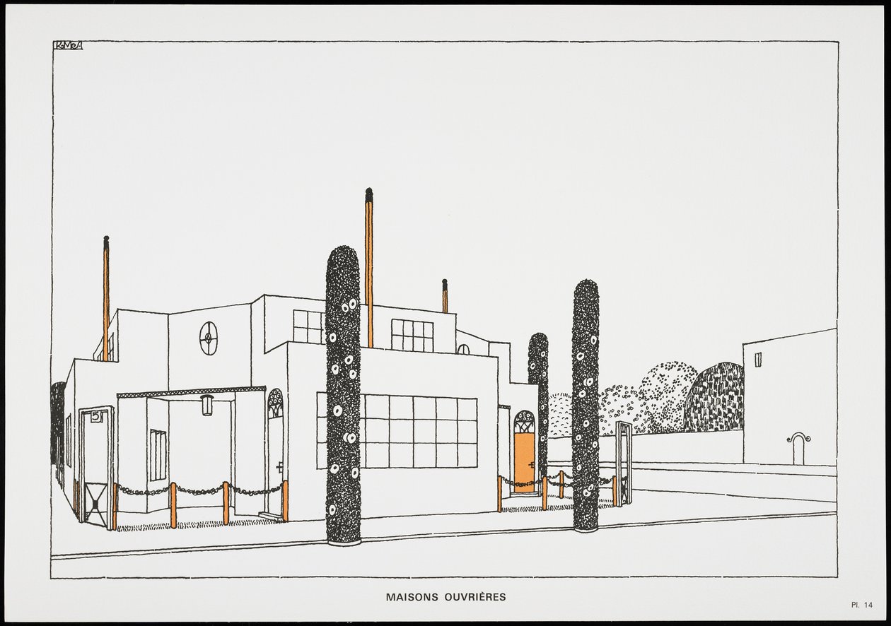 工人之家，来自A Modern Cite，图纸由Rob Mallet-Stevens Architect撰写，1987年（已出版） 作者 罗伯特·马利特·史蒂文斯
