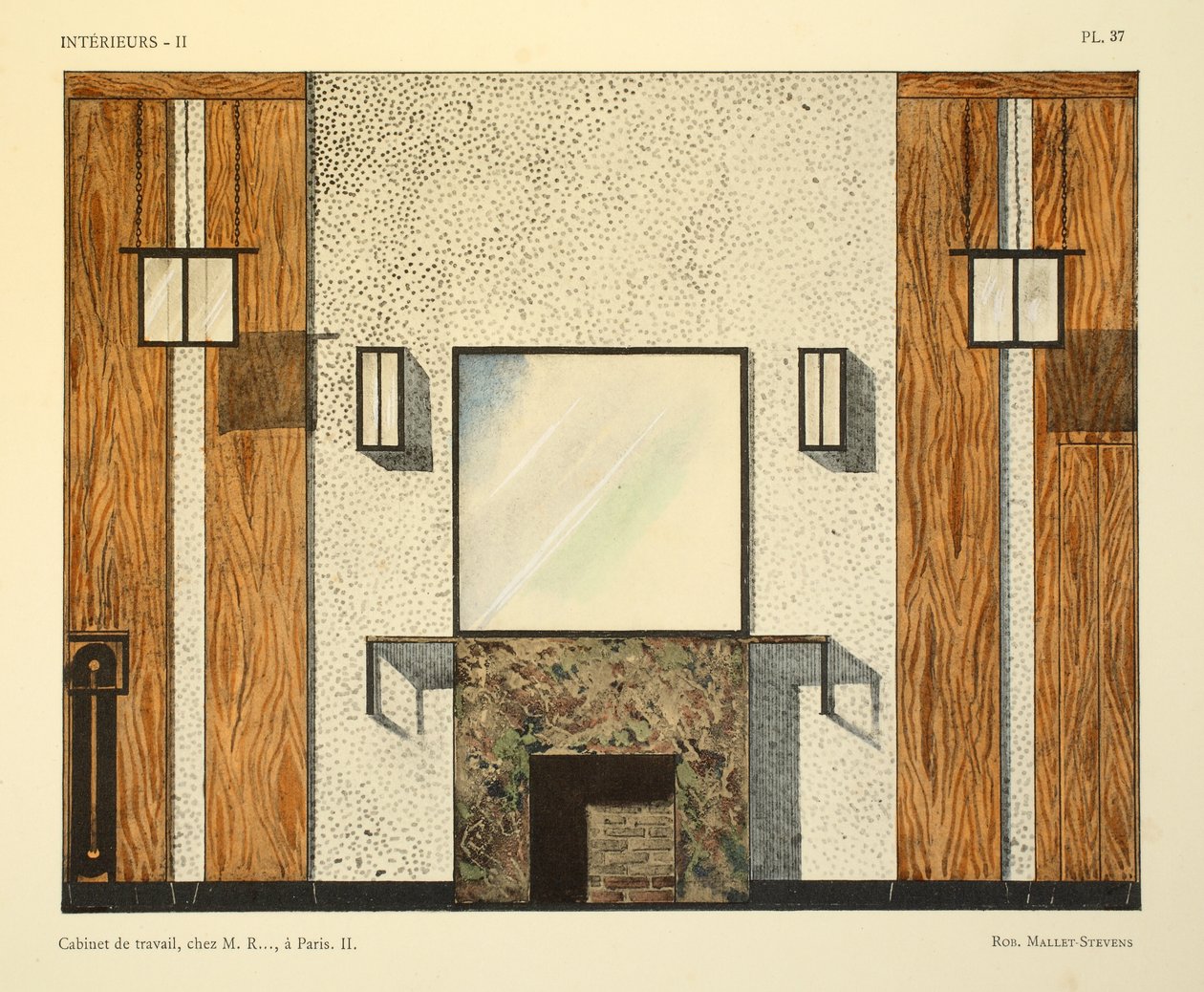 在巴黎先生的第二届内阁工作室，来自Leon Moussinac，酒吧的&39;Interieurs&39;的插图。 Albert Levy，1924-26 作者 罗伯特·马利特·史蒂文斯