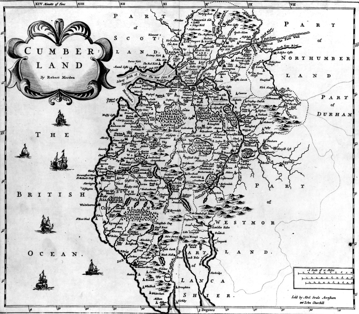 Cumberland地图，c.1695 作者 罗伯特·莫登