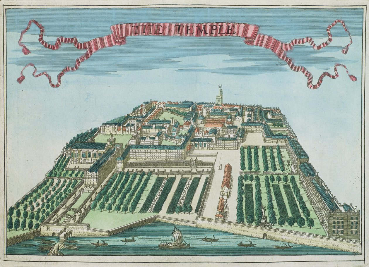 这座寺庙，来自“伦敦金融城内部和周边地区的前景之书”，第1700页 作者 罗伯特·莫登