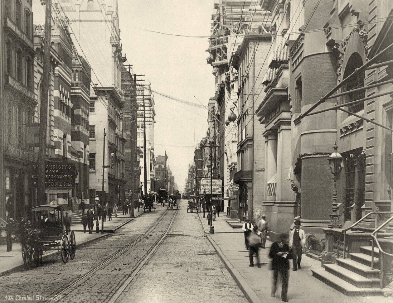 Chestnut Street，西起3rd Street，c.1885（bw photo） 作者 罗伯特·纽维尔