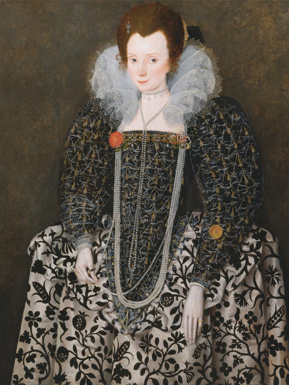一个女人的肖像，传统上被认定为Mary Clopton（出生于Waldegrave），Kentwell Hall，S ... 作者 罗伯特·皮克（Robert Peake）