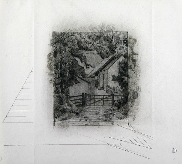 Fields Farm，Clayhidon，1917年（纸上蜡笔） 作者 罗伯特·波希尔·贝文