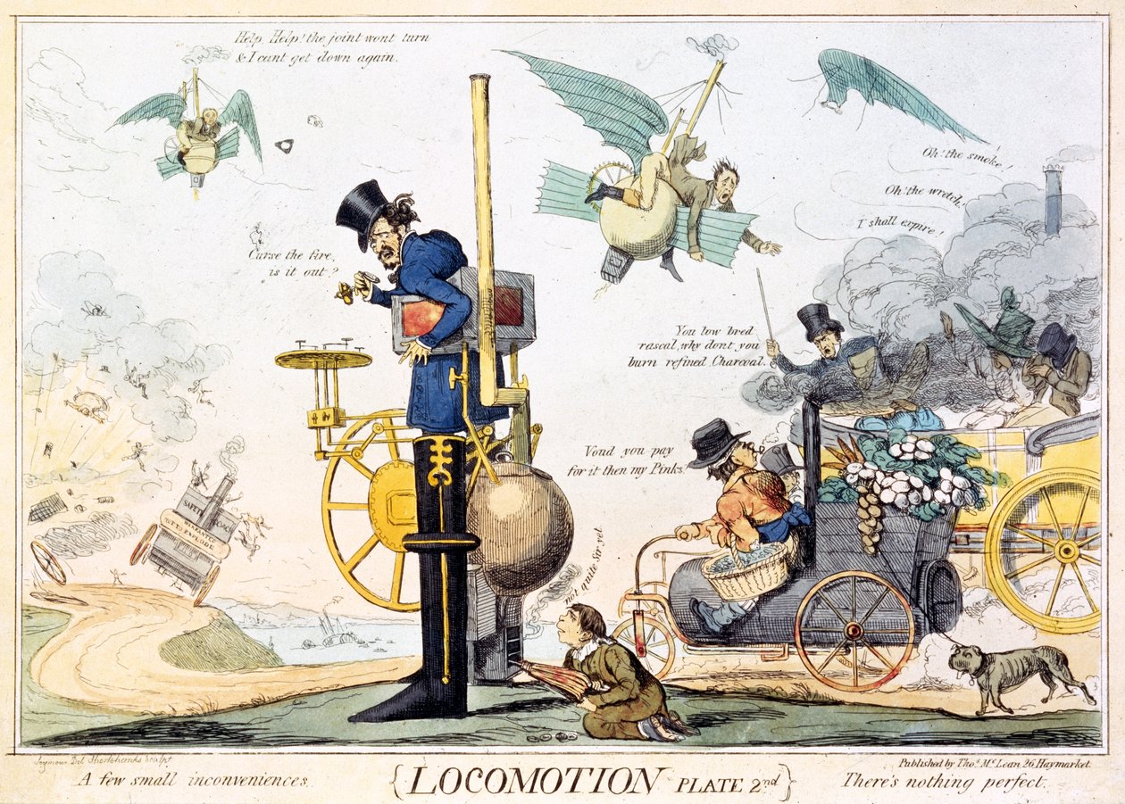 Locomotion，Plate 2nd，由Thomas McLean出版，第1835页（手工彩色雕刻） 作者 罗伯特·西摩