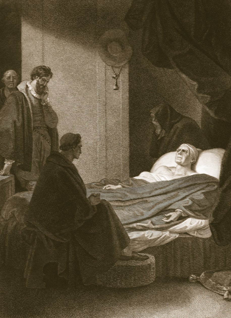 红衣主教沃尔西的死亡，由A.史密斯雕刻，大卫休姆的“英国历史”的插图，酒吧。作者：R. Bowyer，伦敦，1812年 作者 罗伯特·斯默克