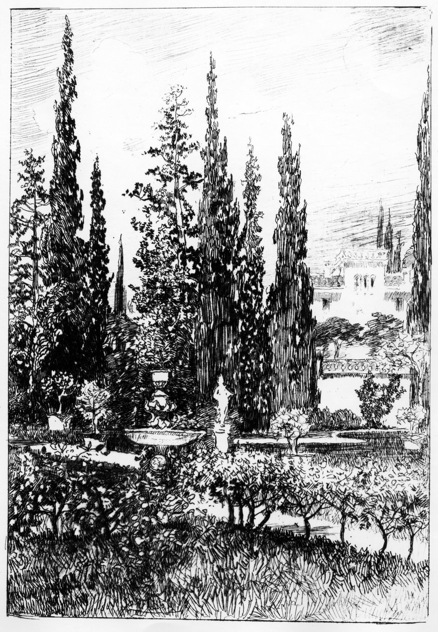 景观花园，埃德加爱伦坡的故事插图，c.1884 作者 罗伯特·斯温·吉福德