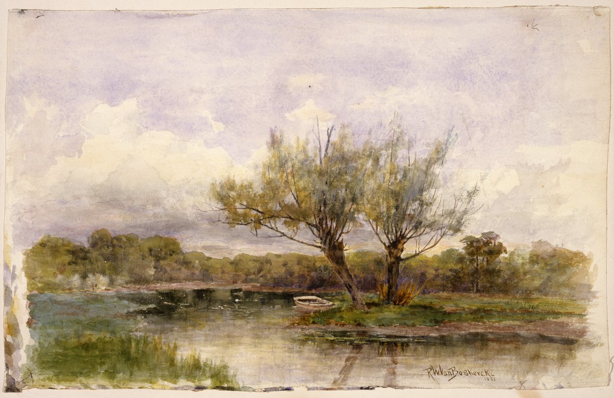 风景，1881年（wc和纸上石墨） 作者 罗伯特·沃德·范·博斯克