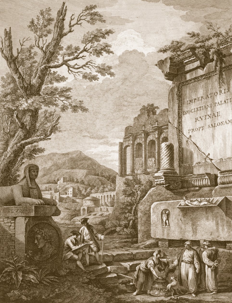 Pl.I来自 "达尔马提亚斯帕拉特罗的戴克里先皇帝宫殿遗址"，1764年出版。1764. 作者 罗伯特·亚当