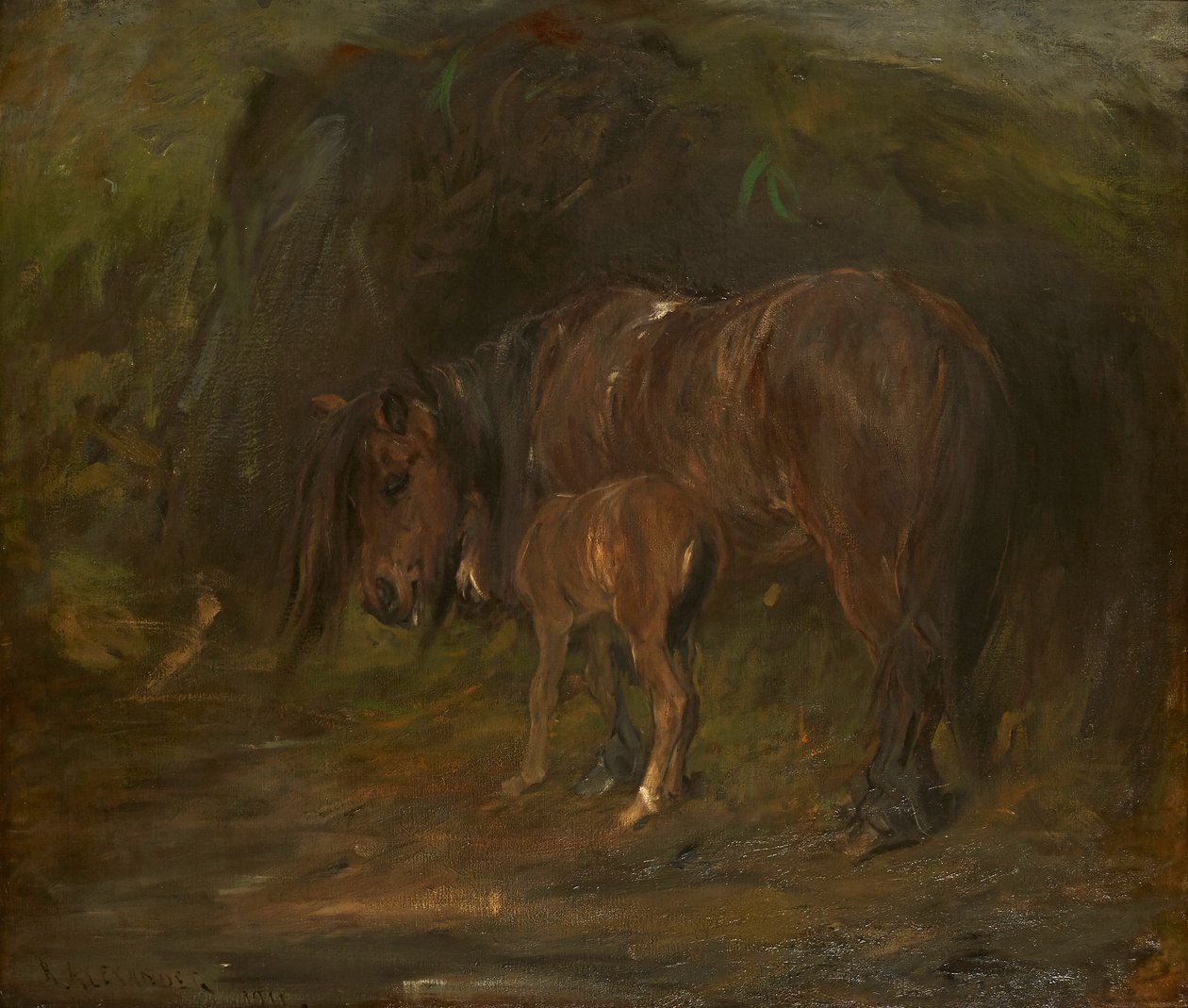 母马和小马（布面油画） 作者 罗伯特·亚历山大（Robert Alexander）