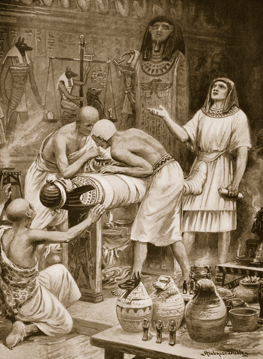殓葬死者》，插图，选自《哈钦森国家史》，约 1910 年（平版） 作者 罗伯特·安布罗斯·杜德利