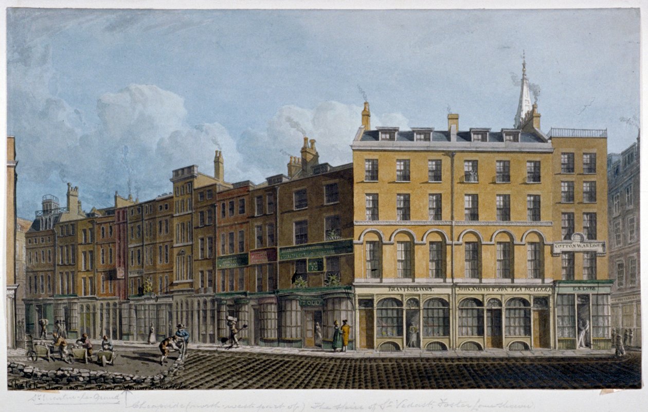 Cheapside，伦敦市，1818年 作者 罗伯特·布雷默尔·施内伯贝利