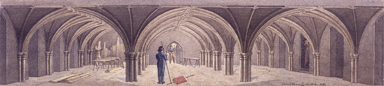 伦敦市政厅地下室，1821年 作者 罗伯特·布雷默尔·施内伯贝利
