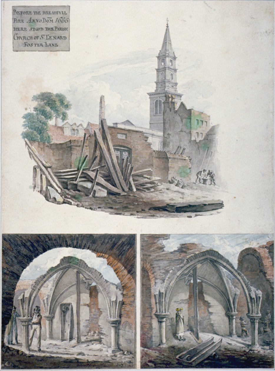 圣马丁大教堂，伦敦市，1817年。                               作者 罗伯特·布雷默尔·施内伯贝利