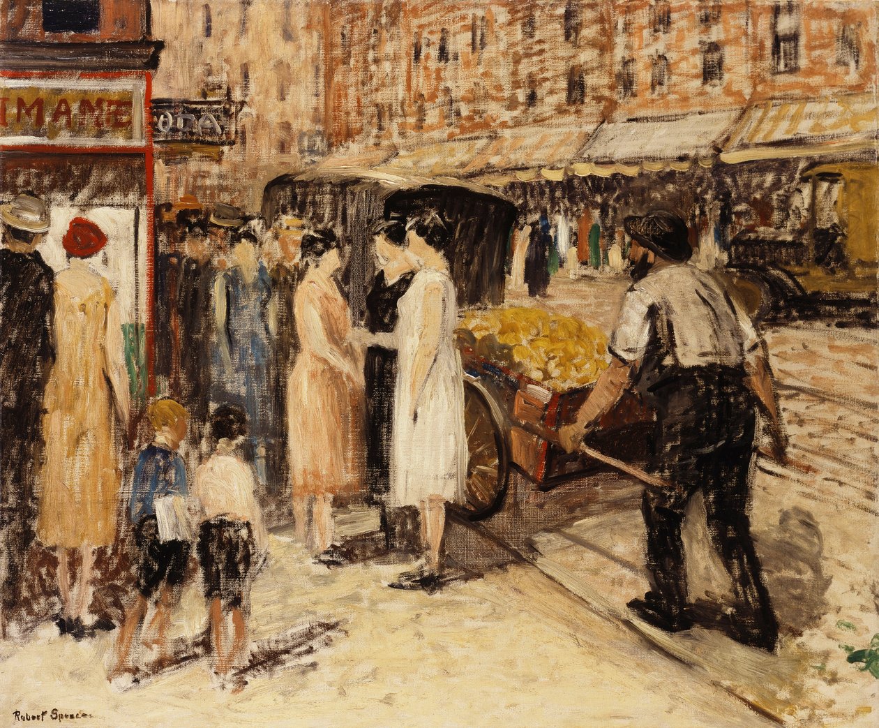下东城，约1930年（布面油画） 作者 罗伯特·斯宾塞