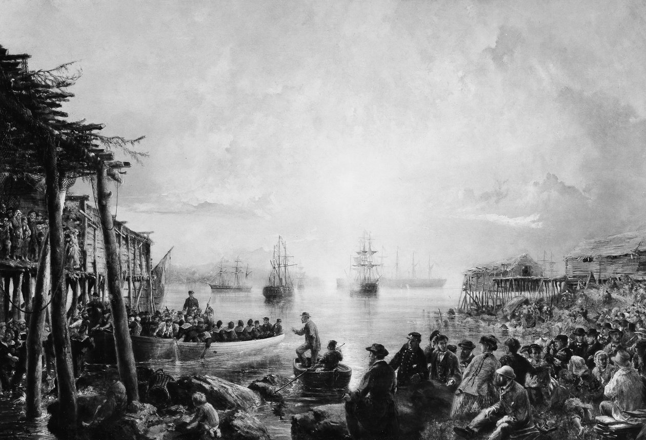 在纽芬兰岛登陆，约1866年。 作者 罗伯特·查尔斯·达德利