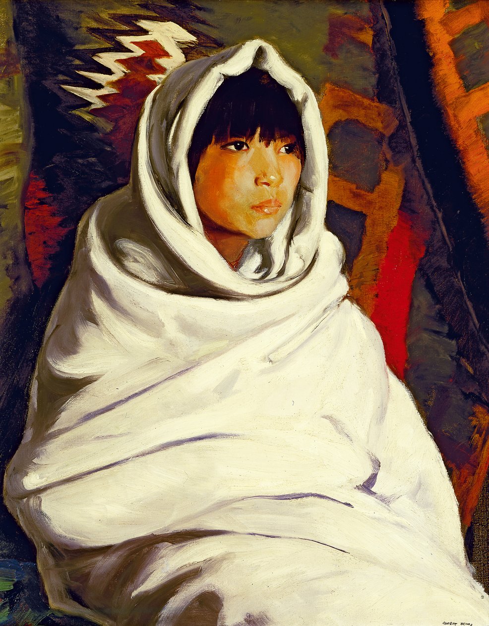 1917年印第安女孩毯子白色 作者 罗伯特·科扎德·亨利