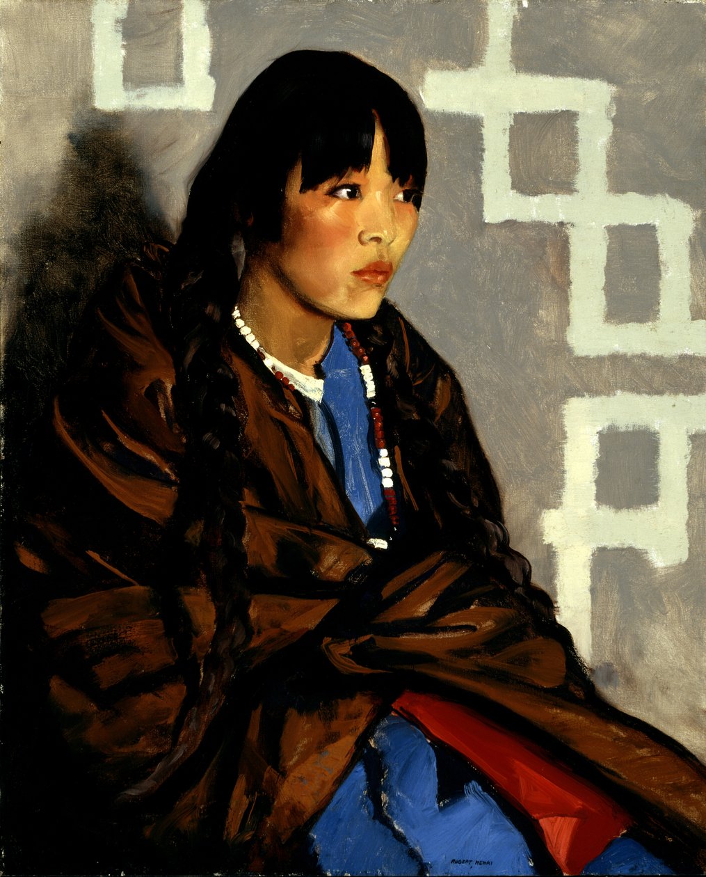 印度女孩，或朱莉妮塔，c.1917（布面油画） 作者 罗伯特·科扎德·亨利