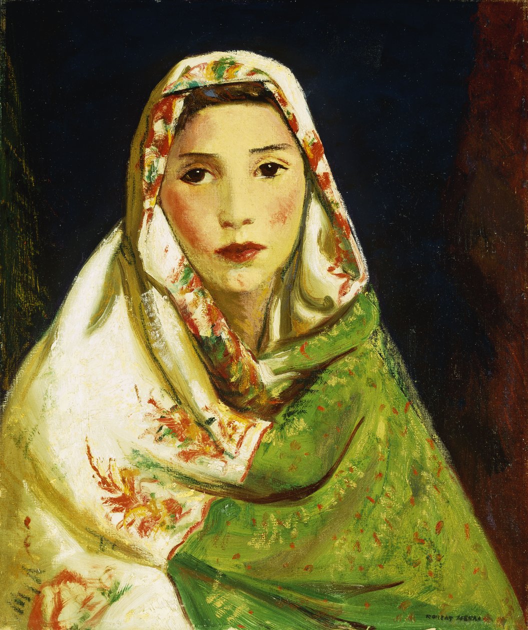 墨西哥东方围巾的女孩，1916年 作者 罗伯特·科扎德·亨利