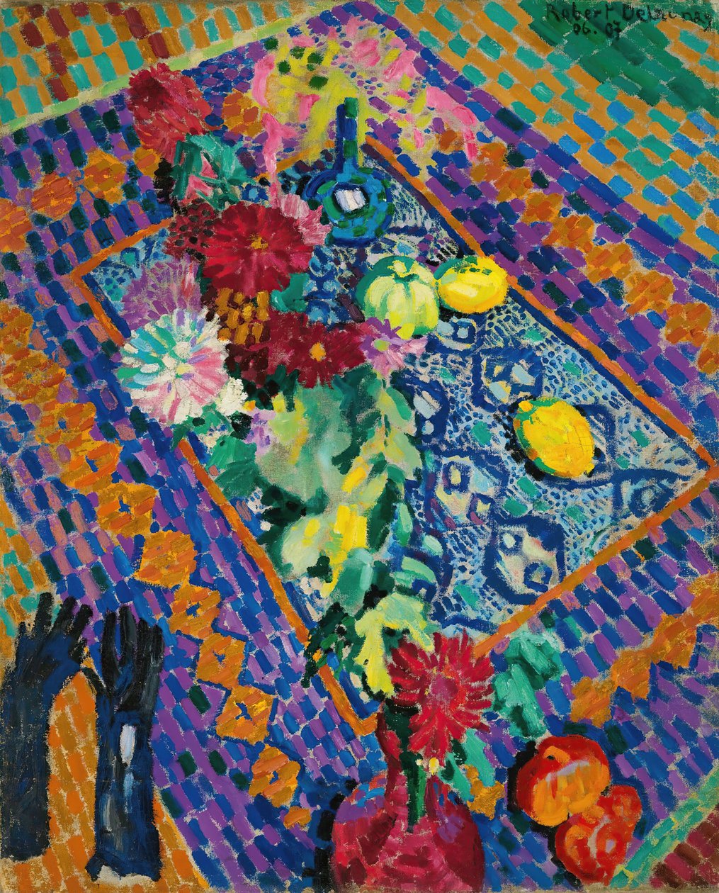 带手套的静物画，1906-1907。 作者 罗伯特·德劳内