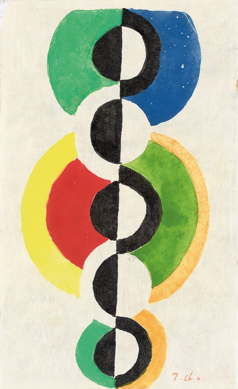 Rythme，约 1932 年（水粉、水彩、毛笔和墨水，Japon nacré 纸） 作者 罗伯特·德劳内