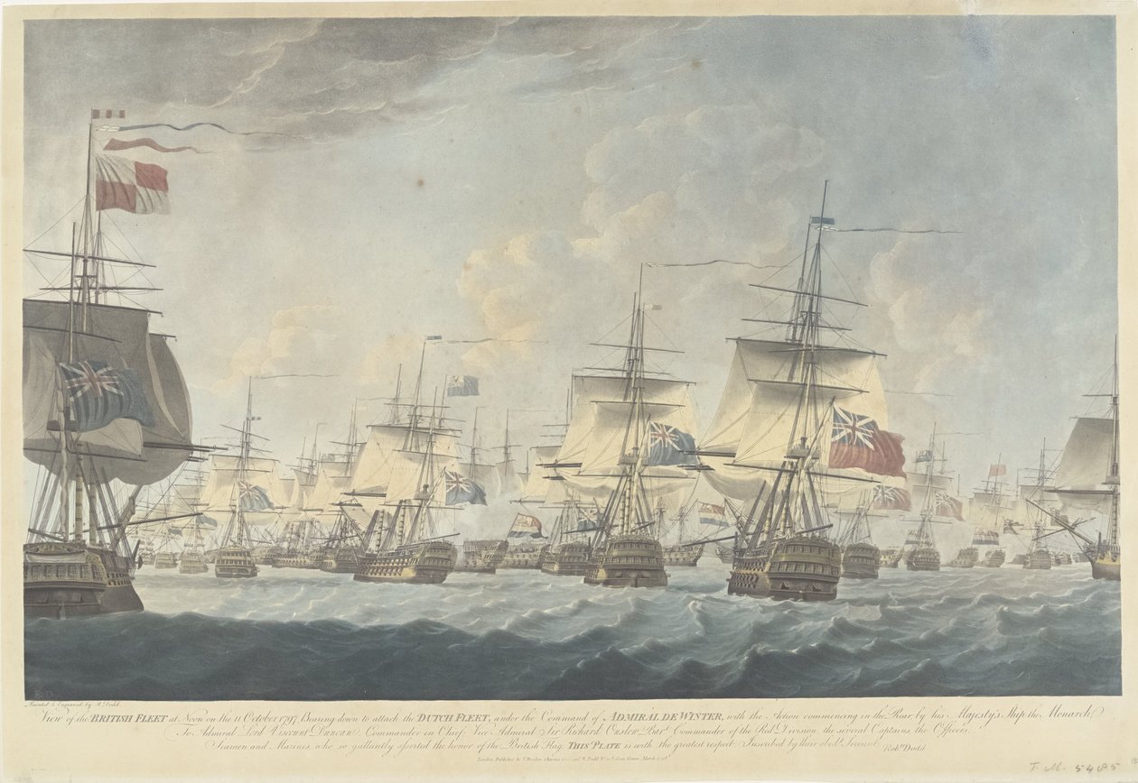 Slag bij Kamperduin (1797): aanval door de Britse vloot
1797 年 10 月 11 日正午英国舰队攻击荷兰舰队的景象（......）（标题见实物） 作者 罗伯特·多德