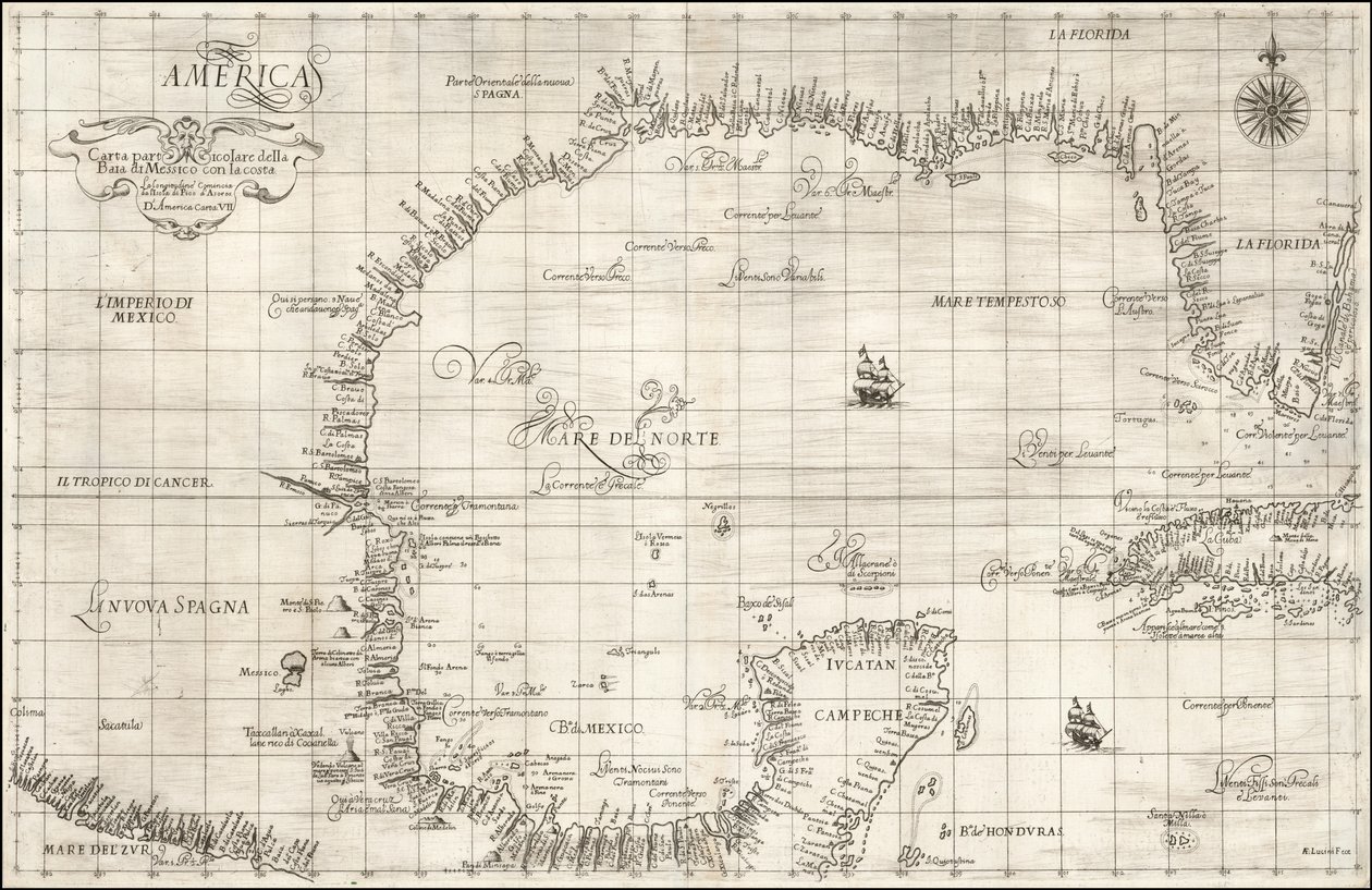 1646 年罗伯特-达德利绘制的墨西哥湾地图 作者 罗伯特·杜德利