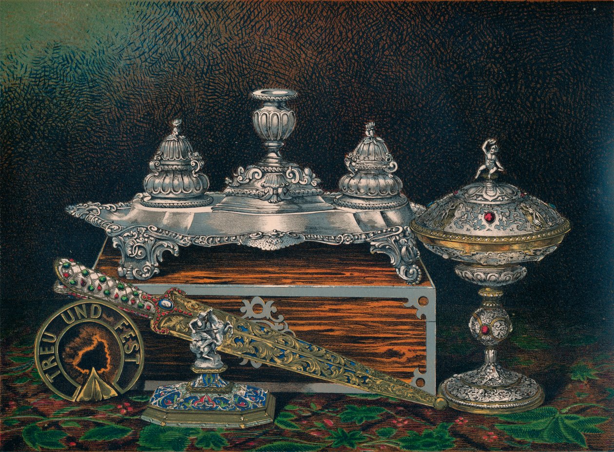 墨盒支架，纸张重量，猎刀或匕首，塔扎纸，纸张重量，1863年 作者 罗伯特·杜德利