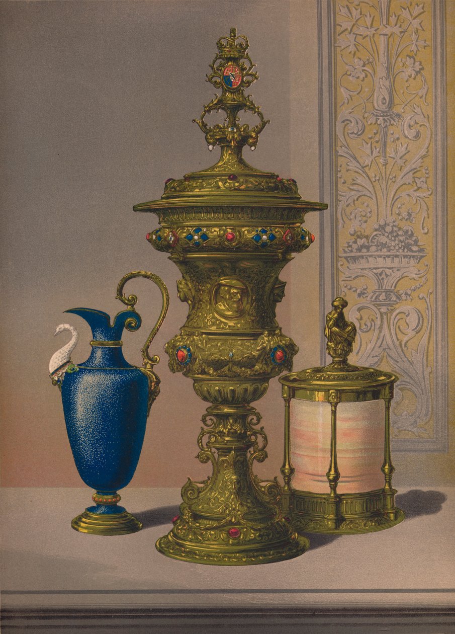 银Gil金和珠宝花瓶，瓷花瓶，雪茄盒，1863年 作者 罗伯特·杜德利