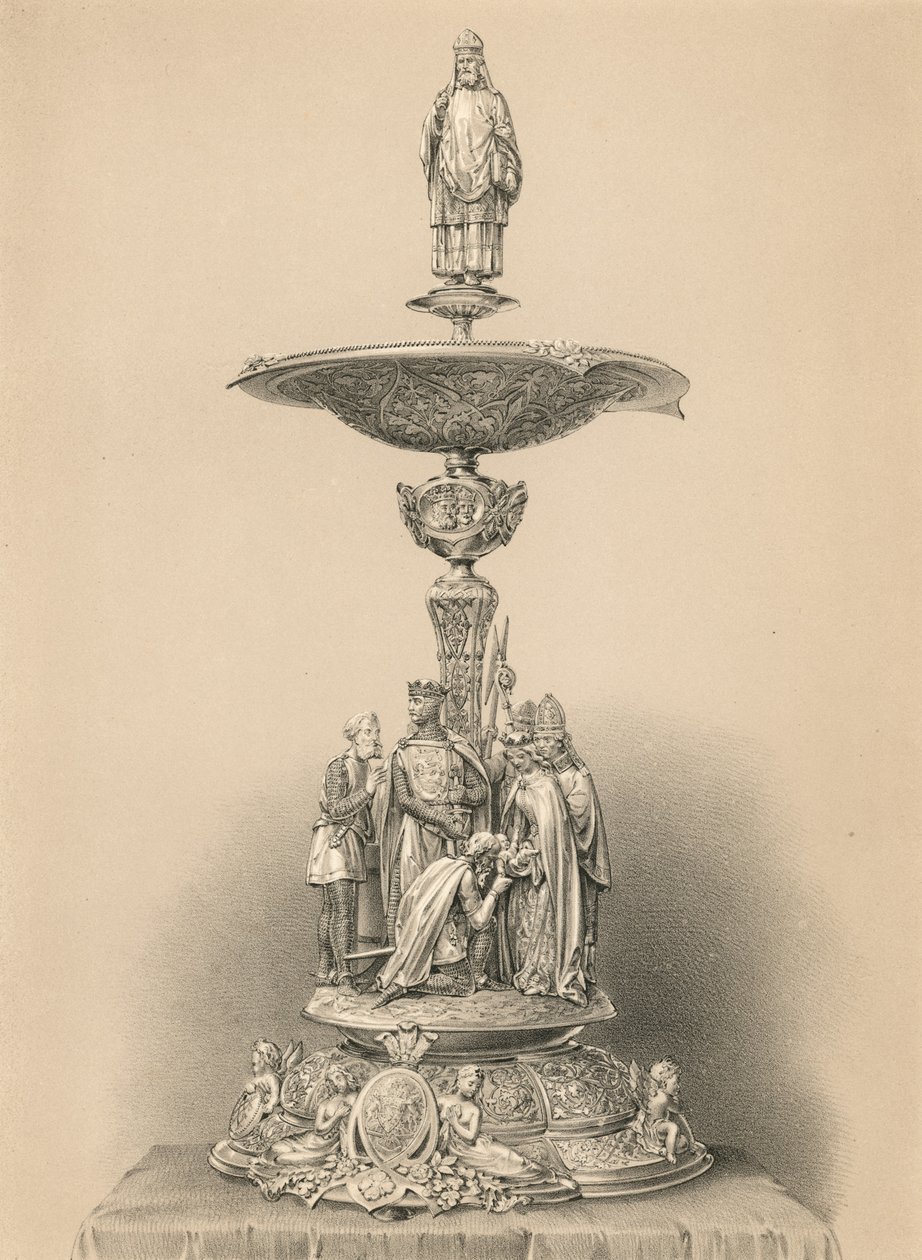 银质中心装饰品，女王陛下以亲王殿下和王后殿下的名义赠送（chromolitho）。 作者 罗伯特·杜德利