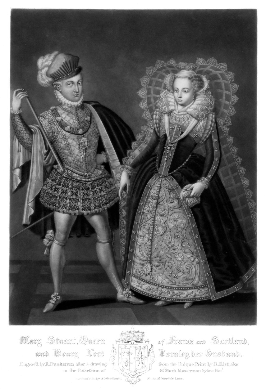 法国和苏格兰女王玛丽·斯图亚特（Mary Stuart）和丈夫亨利·达恩利（Henry Lord Darnley），她的丈夫，1816年。 作者 罗伯特·邓卡顿