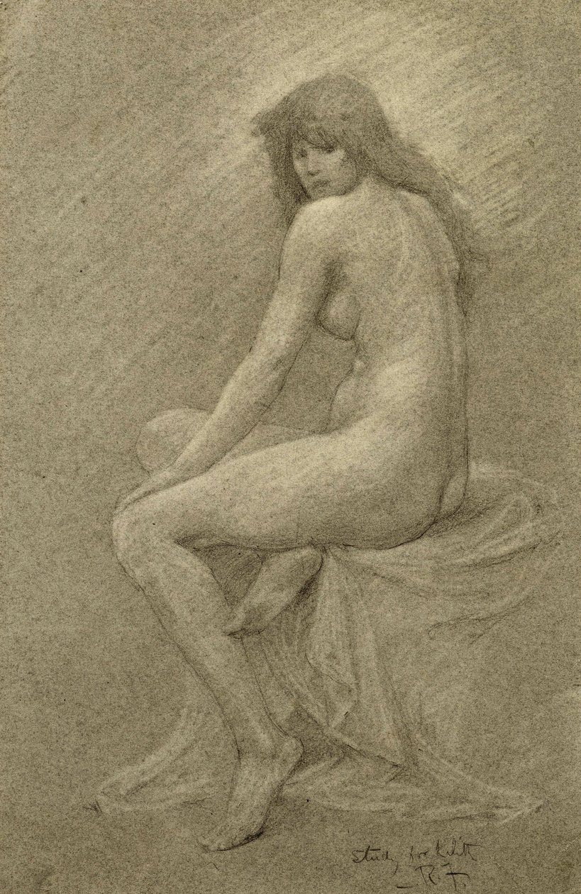 研究莉莉丝，c.1900（粉笔在纸上） 作者 罗伯特·福勒