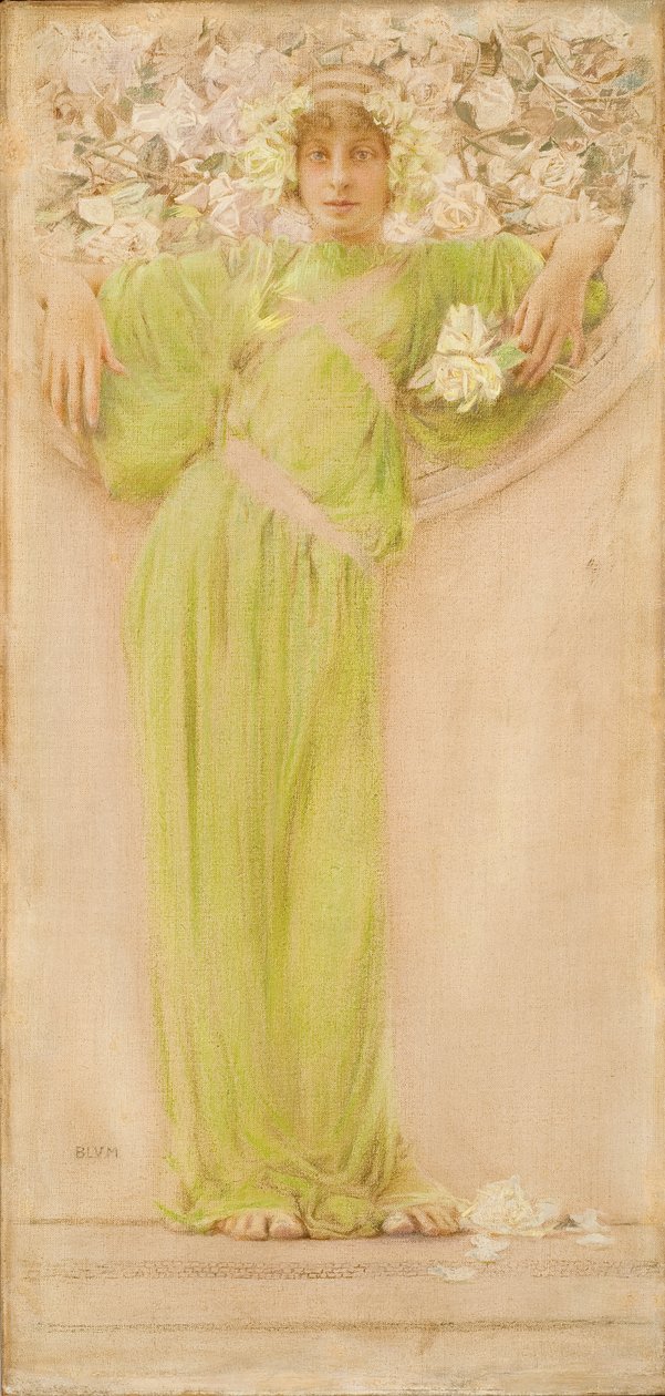 玫瑰花环（六月）1897 年（油画、粉彩和铅笔画布） 作者 罗伯特·弗雷德里克·布鲁姆