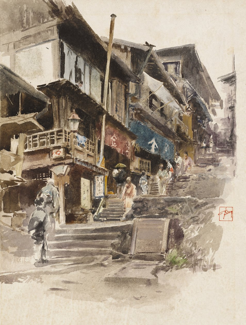 1890年，日本Ikao的一条街道II 作者 罗伯特·弗雷德里克·布鲁姆