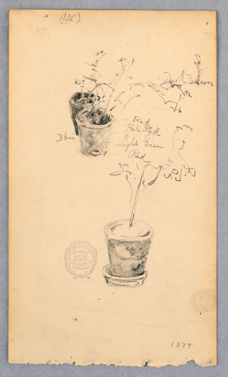 绘画，花盆，1877 年 作者 罗伯特·弗雷德里克·布鲁姆