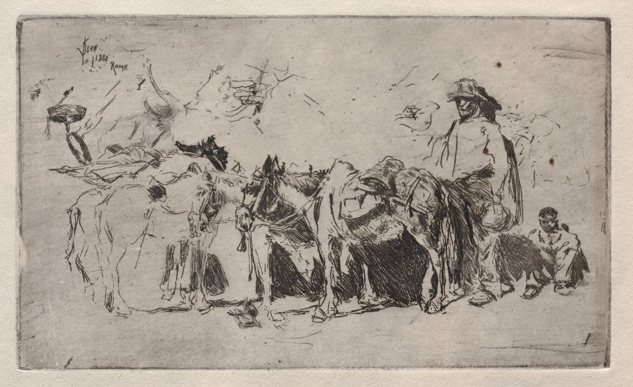 《人与驴》，罗马，1880年。 作者 罗伯特·弗雷德里克·布鲁姆