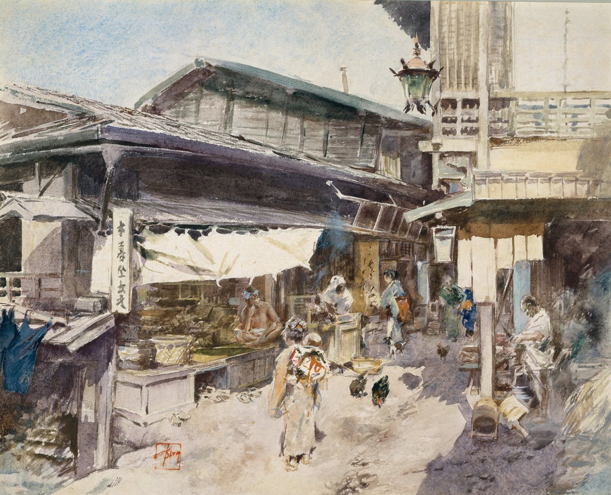 街道场面在Ikao，日本。 作者 罗伯特·弗雷德里克·布鲁姆