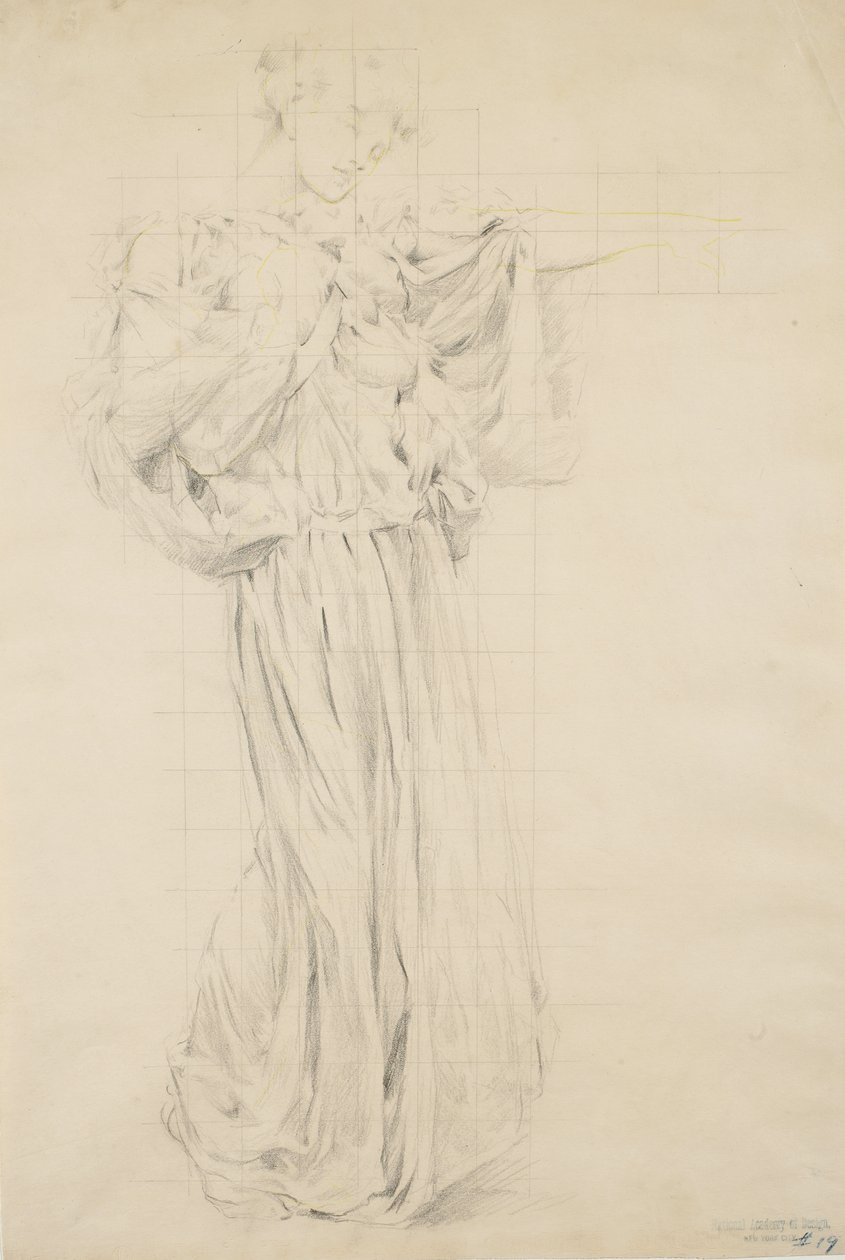 音乐情绪研究，1893-95（石墨用黄色铅笔在浅黄色的纸上） 作者 罗伯特·弗雷德里克·布鲁姆