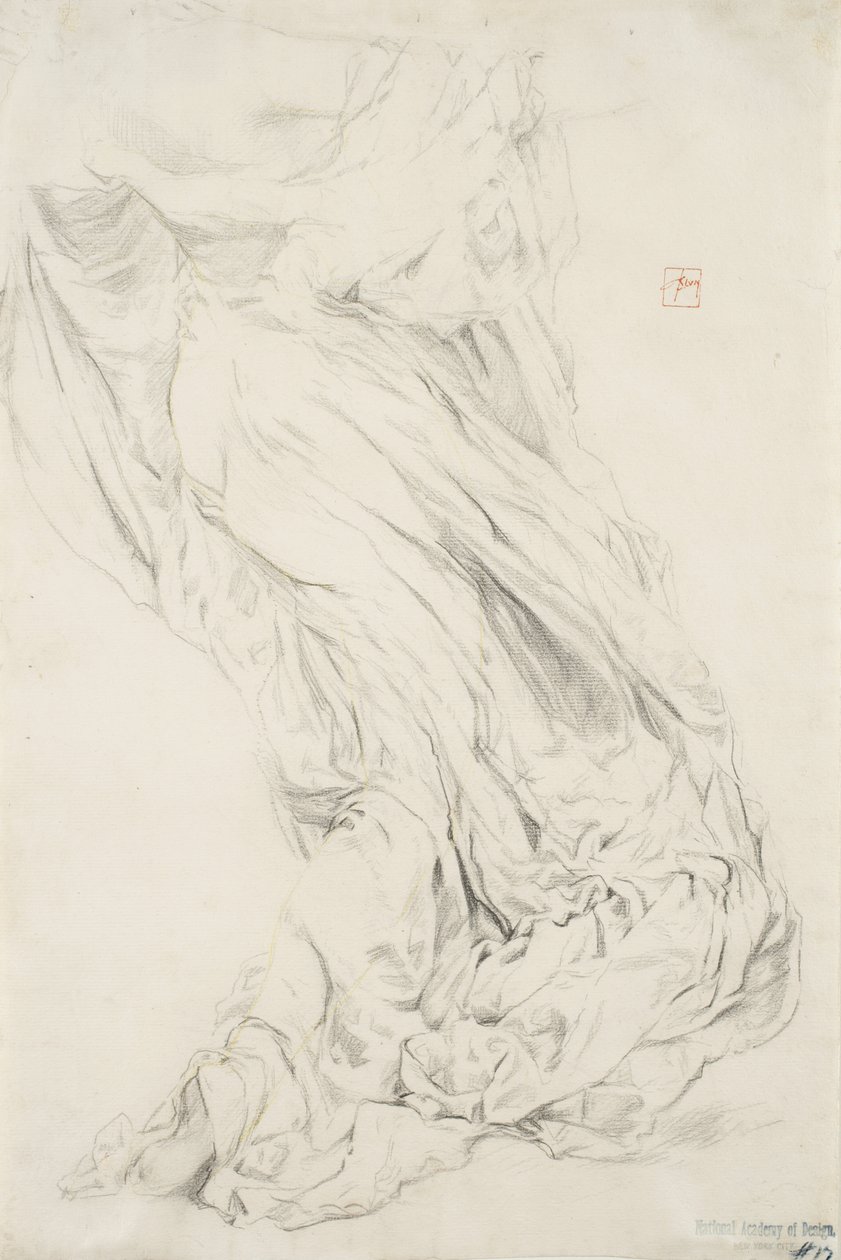 1893年至1995年音乐壁画的帷幔研究（石膏用黄色铅笔在奶油纸上） 作者 罗伯特·弗雷德里克·布鲁姆