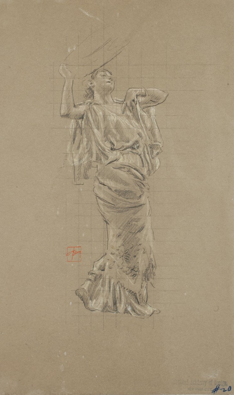 音乐壁画（黑白粉笔在纸上）的女性形象研究 作者 罗伯特·弗雷德里克·布鲁姆