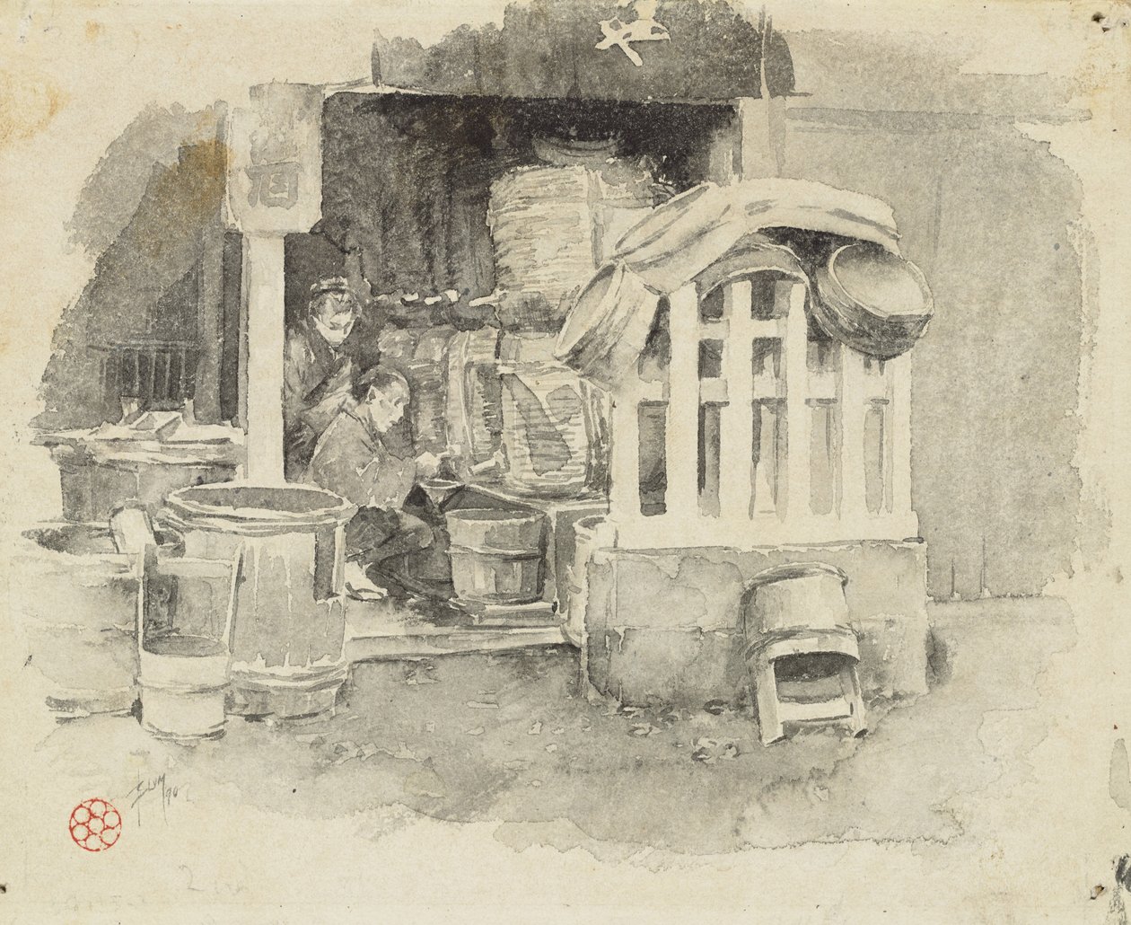 清酒出售地，1890年 作者 罗伯特·弗雷德里克·布鲁姆