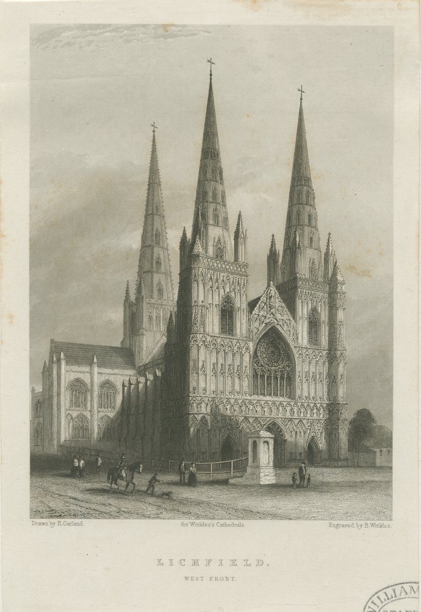 Lichfield Cathedral - West Front: steel engraving, nd [c 1835-1842] (print) 作者 罗伯特·加兰
