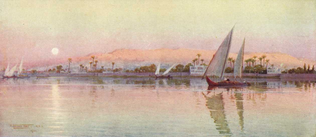 开罗河傍晚，1904年，1904年 作者 罗伯特·乔治·塔尔伯特·凯利