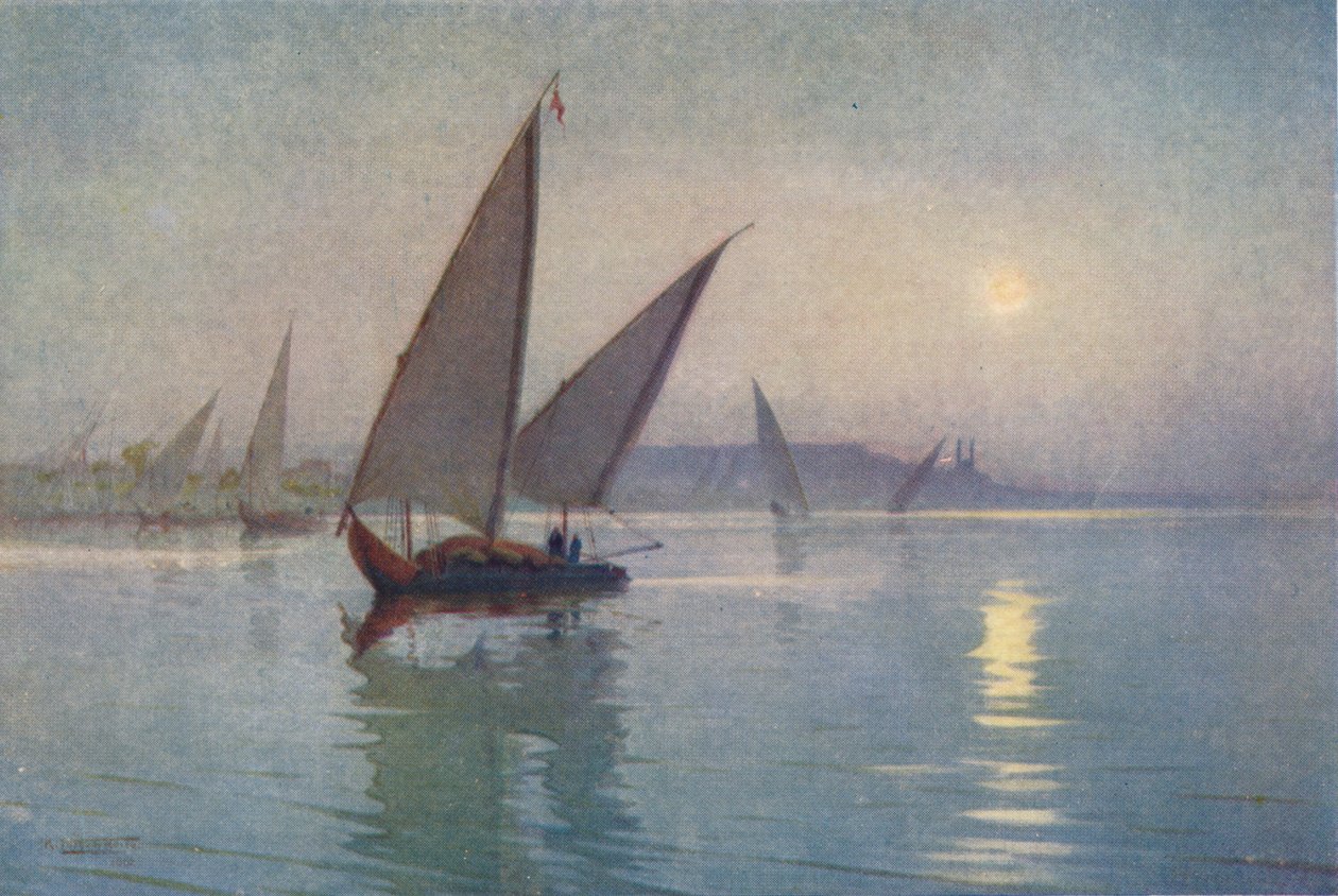 1904年，开罗附近，尼罗河上的月光，1904年 作者 罗伯特·乔治·塔尔伯特·凯利