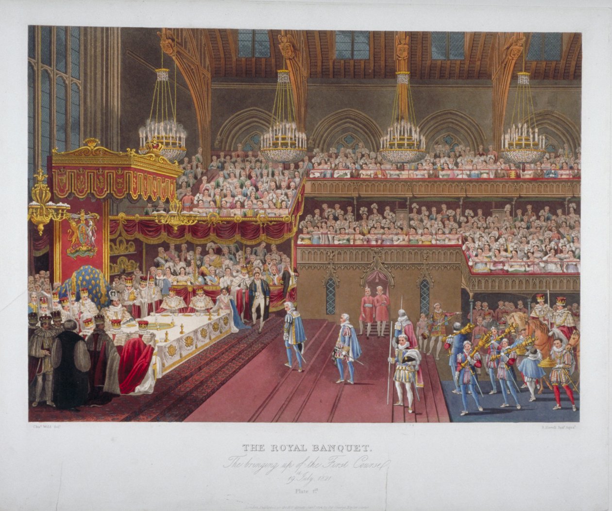 国王乔治四世的加冕宴会，威斯敏斯特厅，伦敦，1821年1824年。                          作者 罗伯特·哈维尔