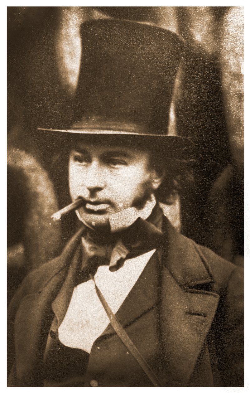 Isambard Kingdom Brunel的肖像由SS Great Eastern的发射链，1857年 作者 罗伯特·霍利特