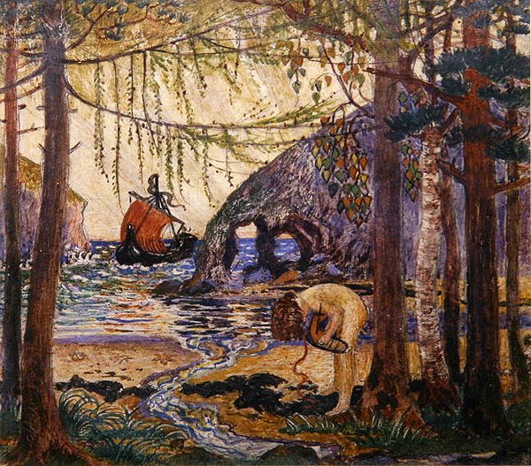 梦之船，约 1915 年（纸上油彩和蛋彩画） 作者 罗伯特·詹姆斯·恩拉赫特·穆尼