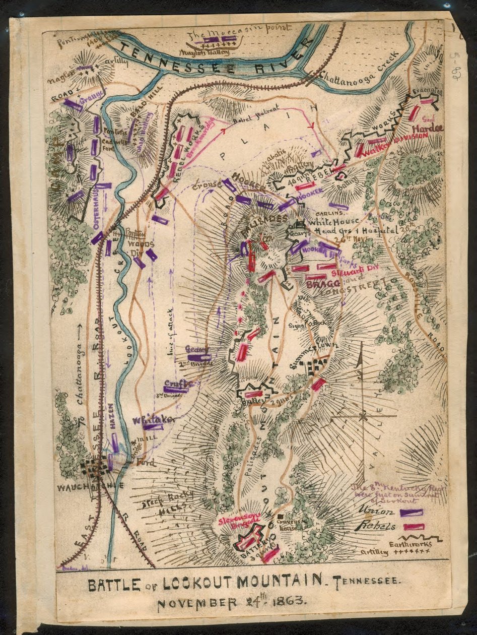 田纳西州望山战役，1863 年 11 月 24 日。LOC gvhs01.vhs00173 作者 罗伯特·诺克斯·斯登
